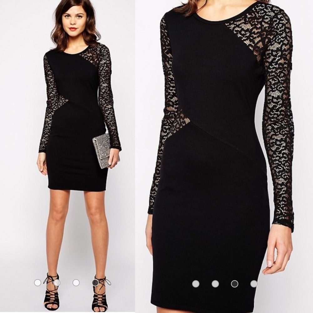 BCBGMaxAzria Jorden Lace Bodycon Long Sleeve Dress Medium